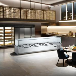 Commercial Double-Temperature Glass Cooler Counter Open Vegetable Salad Display