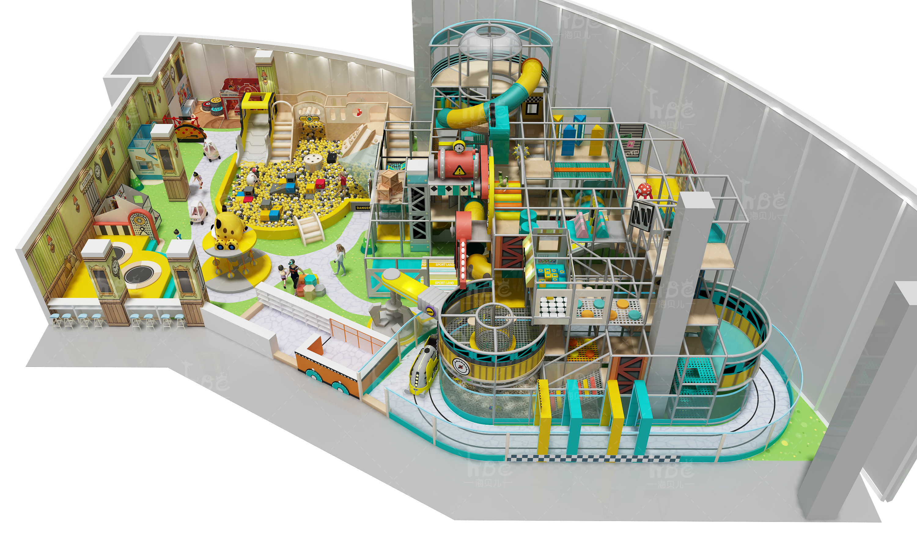 Indoor Commercial Playground Equipment Kids Trampoline Park Video Game Style