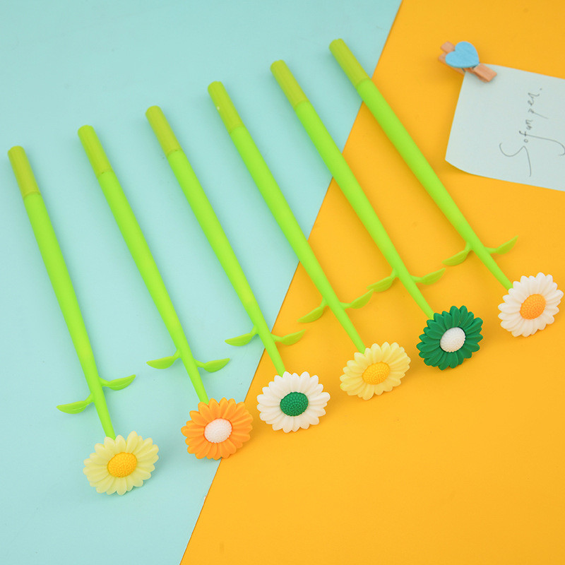 Fluent Writting Pen, 12 Pcs 0.5 Mm Black Ink Flower Shape Rolling Ball Cute Gel Ink Pen For Student And School Office Supplies (Flower)