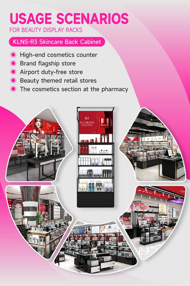 KLNS-R3 Multiple Levels of Display Space Skincare Display Cabinet with Soft Film Light Box