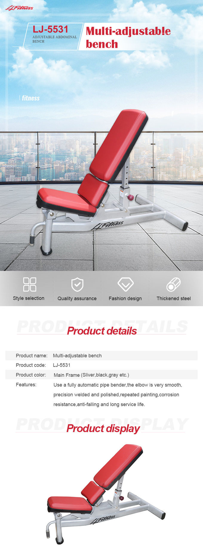 Gym Club Life Fitness Multi Adjustable Bench Body Fit Equipment
