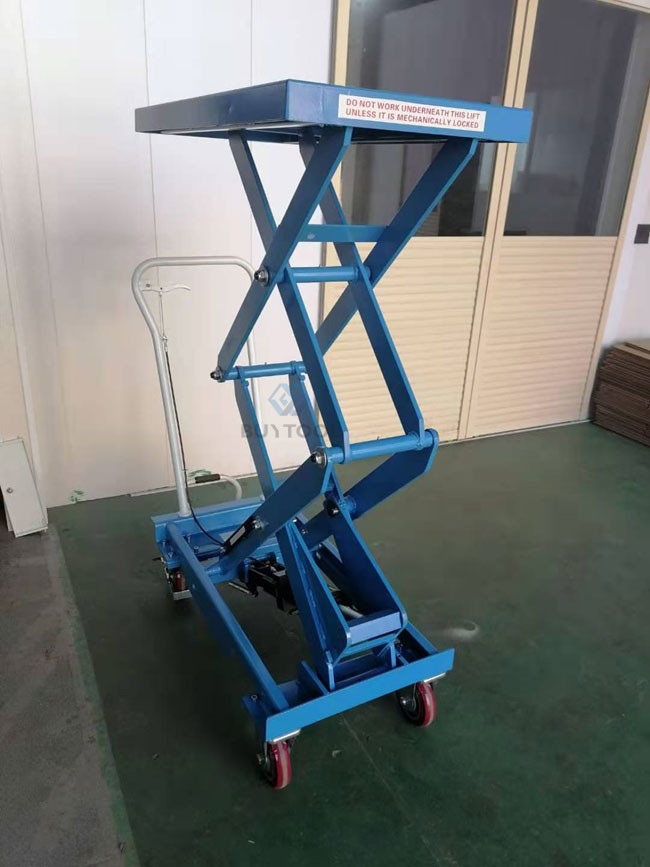 Twin Scissor Manual Lift Work Table Cart 1100lbs 62" Lifting Height
