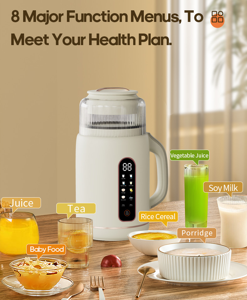 Electric Soup Maker 1200ML Soybean Milk Maker Heating Blender Soundproof Cover