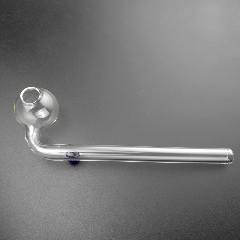 14cm Curved Glass Smoking Pipe With Different Colored Glass Balancer 2mm Thick