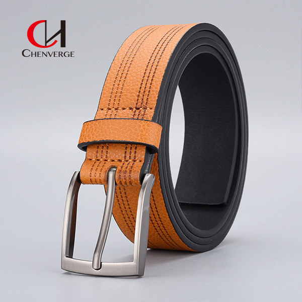 3.5cm Width Men's Leather Belts Zinc Alloy Pin Buckle Business Casual Belt
