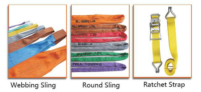 Heavy Duty Endless Round Sling Polyester Material Flat Woven Pattern Orange Color
