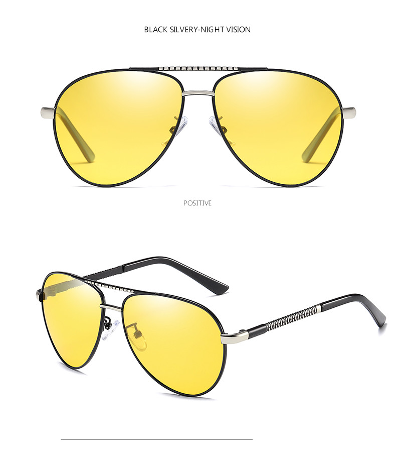 Alloys Pilot Polarized Lens Mens Luxury Sunglasses UV400 Driving Night Fishing Glasses