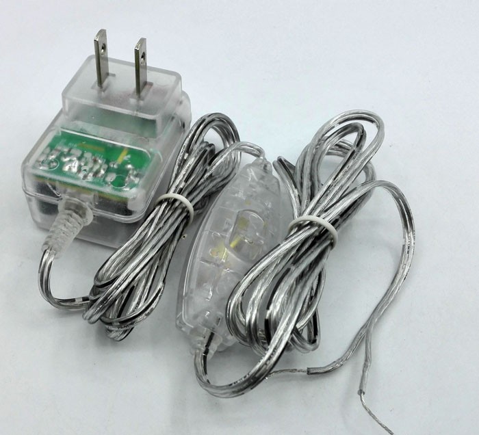 Transparency adapter 12V 1A 24V 0.5A 5V 1A 5v 2a lucency case with 304 switch on DC cable