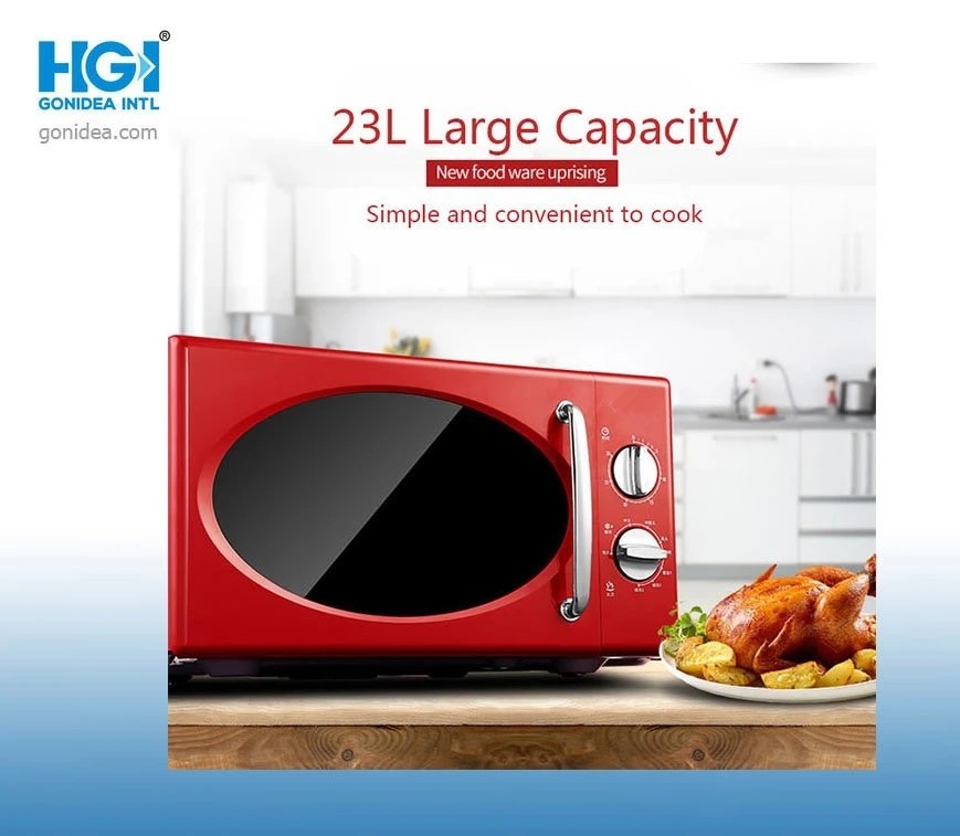 Red Digital Timer Control 20L Microwave Oven Stainless Steel