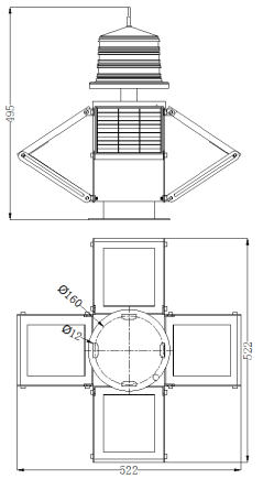 15km Solar Powered 20W IP65 Aircraft Warning Lights