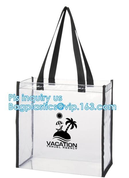 Promo PVC Plastic Shopping Handle Bag, Handling clear pvc blanket bags, handle reusable clear vinyl pvc cosmetic bags fo