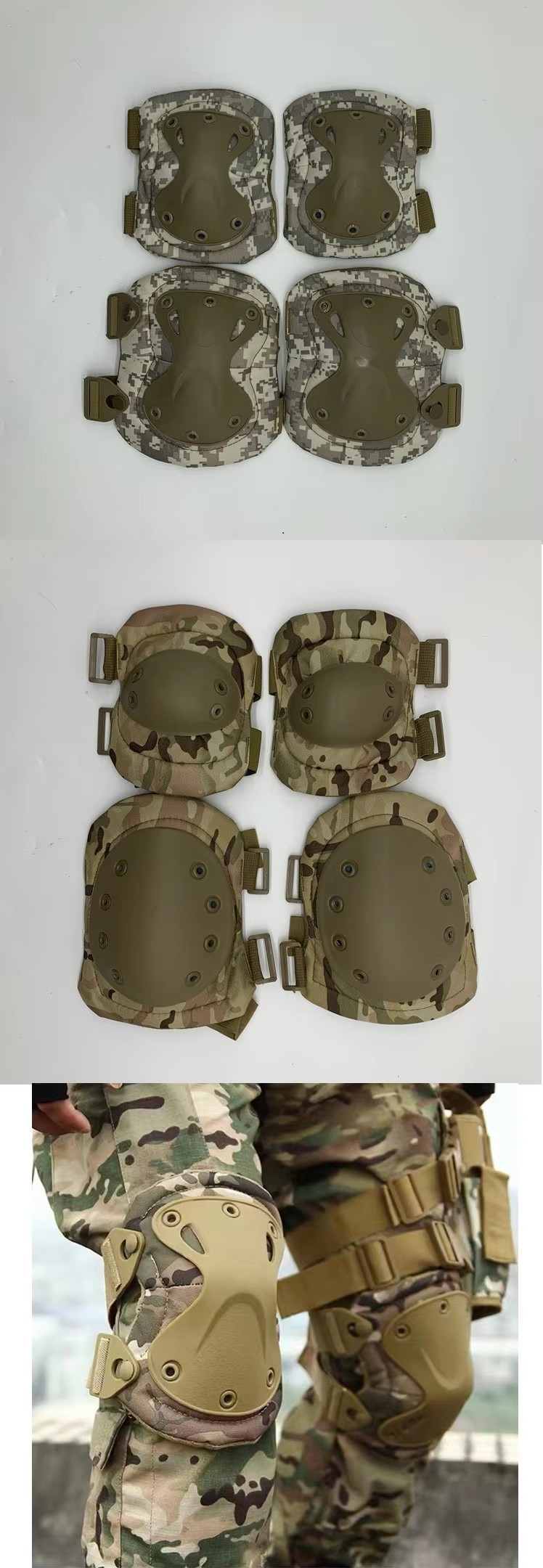 Custom Color Tactical Elbow & Knee Pads Outdoor Sports Knee Pads Adjustable Professional Mountain Bike Protective Pad