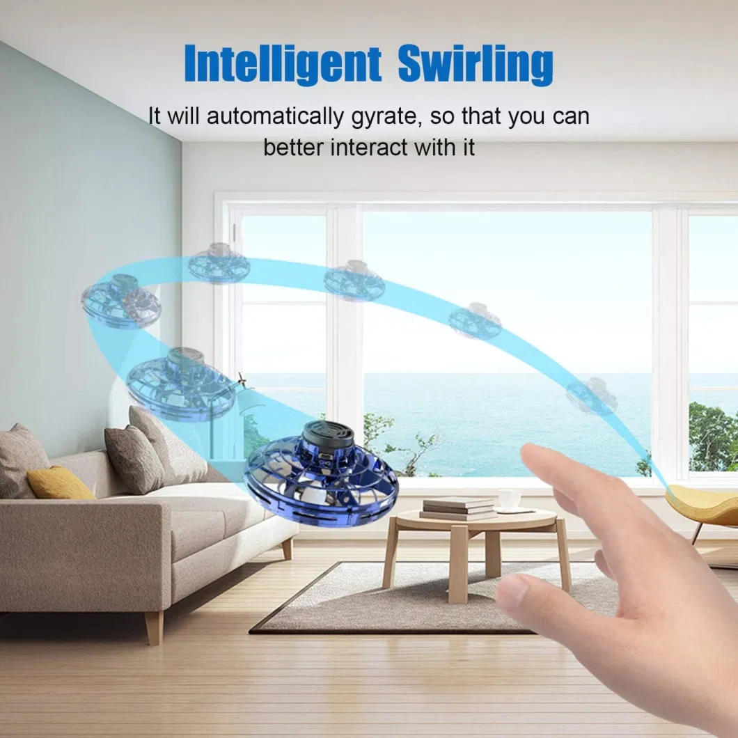 2023 New LED Hand Operated Mini UFO Drones Spinning Top Rotate Fidget Flying Spinner for Kids