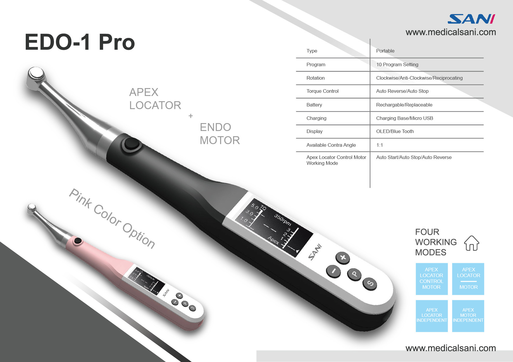 360 Degree Free Rotation Cordless Endodontic Handpiece 1200mAh Wireless Endo Motor