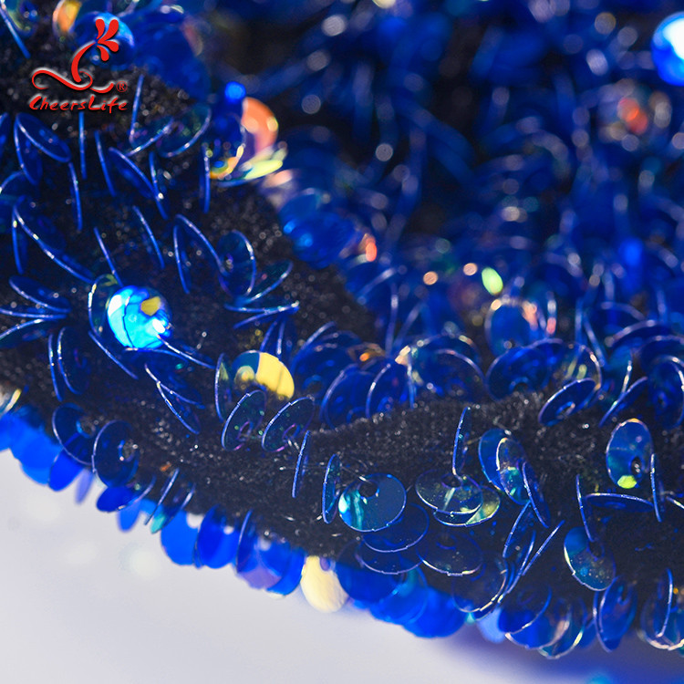 SGS Laser Sequins Shinny Embroidered Lace Fabric With Elastic Mesh