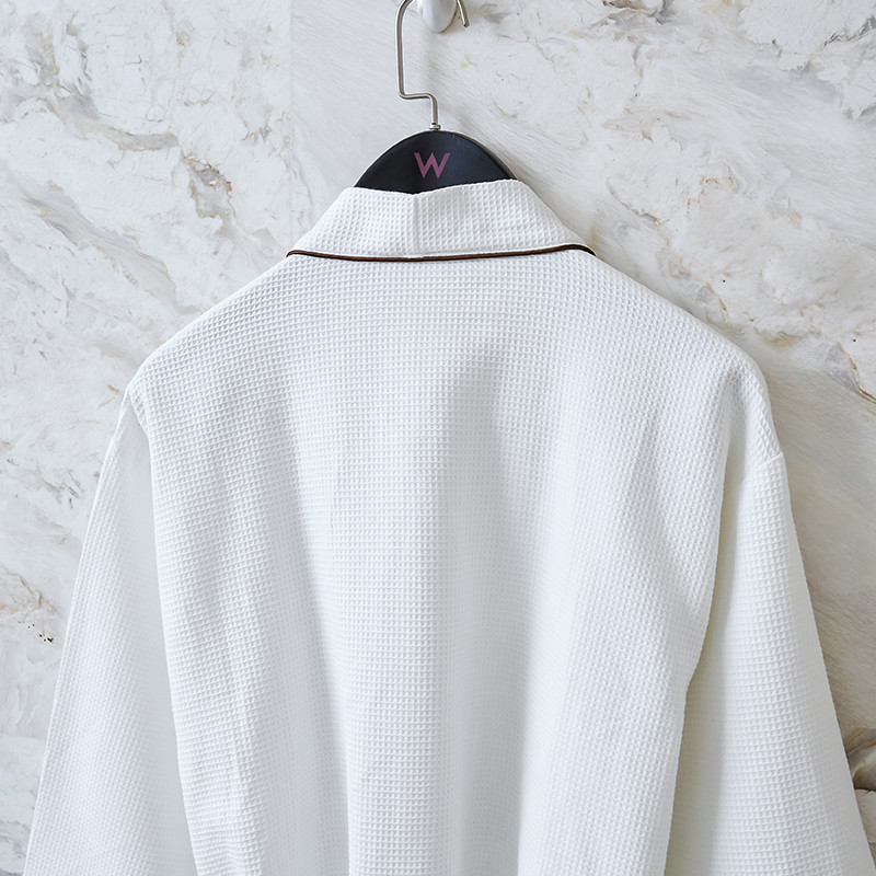 White Waffle Hotel Spa Robes For Salon Compressed Optional Size Customized Color