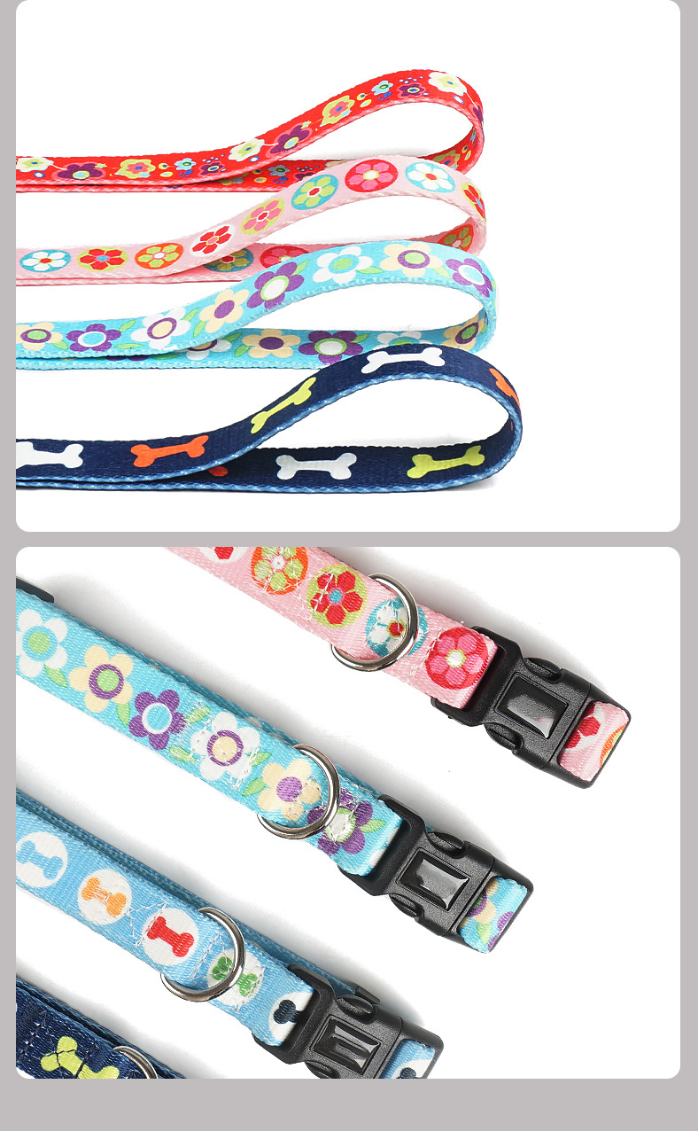 Eco Friendly Polyester Dog Leash Collar Set Sublimation Harness Collar And Lead Set