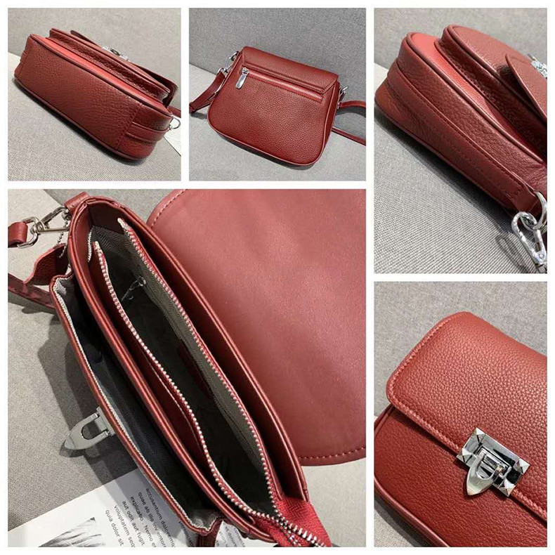 Ladies Blue Genuine Leather Shoulder Flap Bag Hasp CrossBody Bags