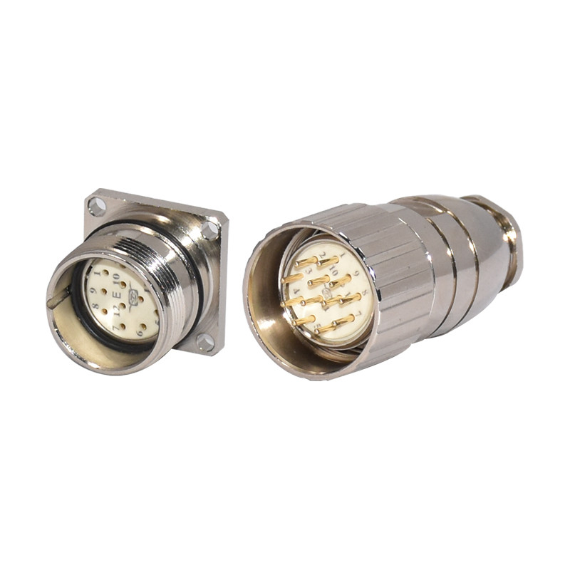 Rigoal M23 Connector Male 12pins Assembly To Female Falnge