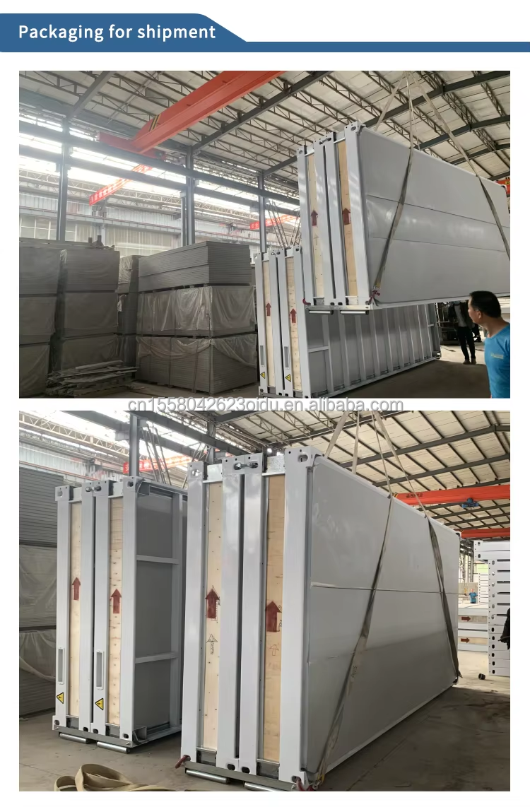 20ft/40ft Easy Move Prefabricated Flat Pack Container Wall 50/75/100mm Wave Sandwich Panel Portable Storage for Shop