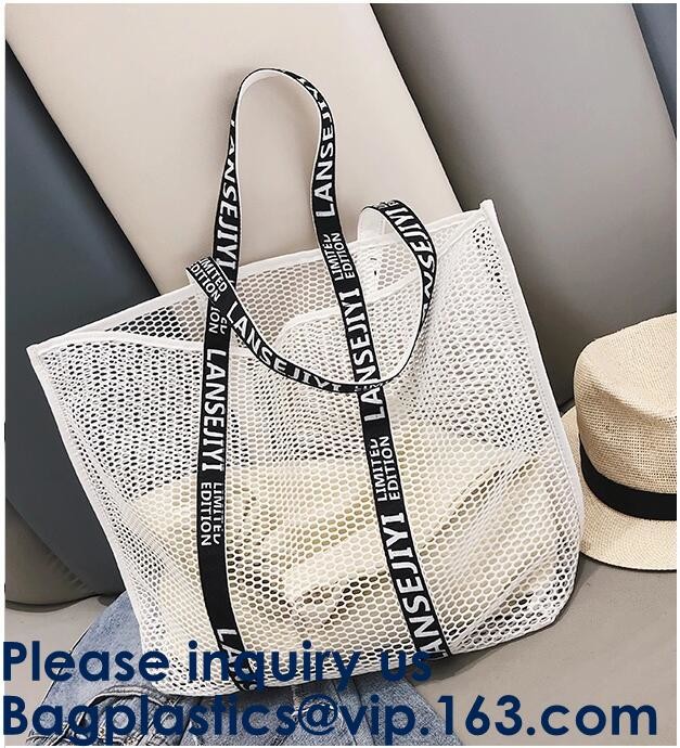 Mesh Beach Tote Large Bag Upgrade for Women with Multiple Pockets for Family Travel Swimming Waterproof Pool Bag