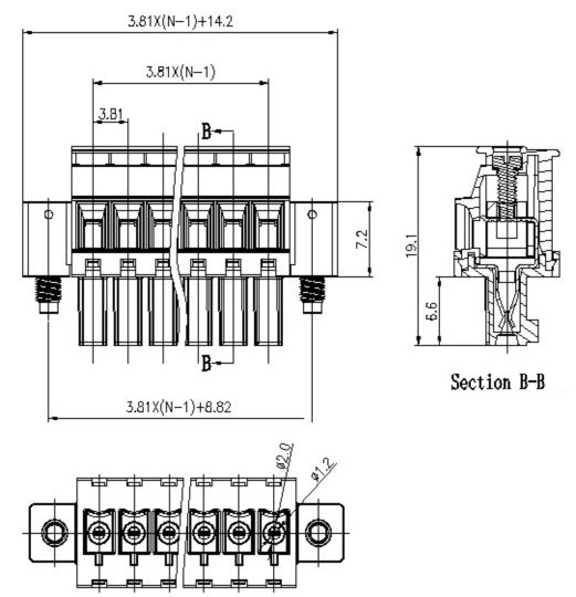 Plug-Terminal Block Head Pitch:3.81mm / 0.15 in