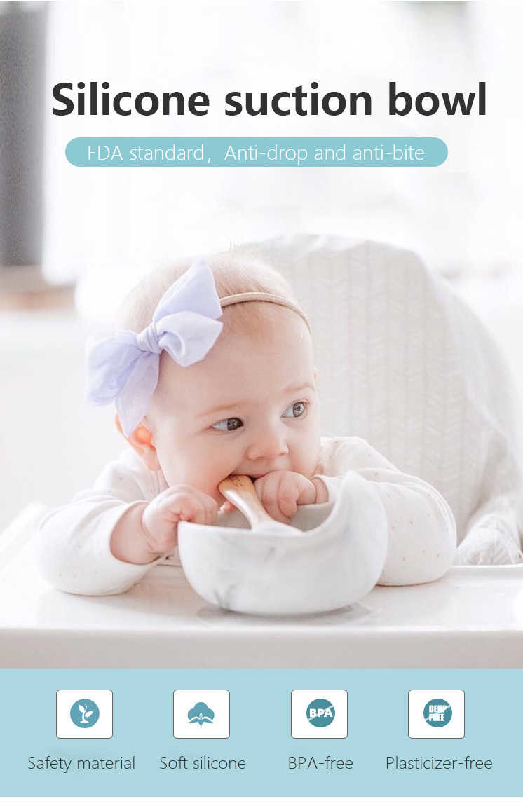 Toddler Infant Silicone Suction Bowl With Spoon Non Slip BPA Free Resistant