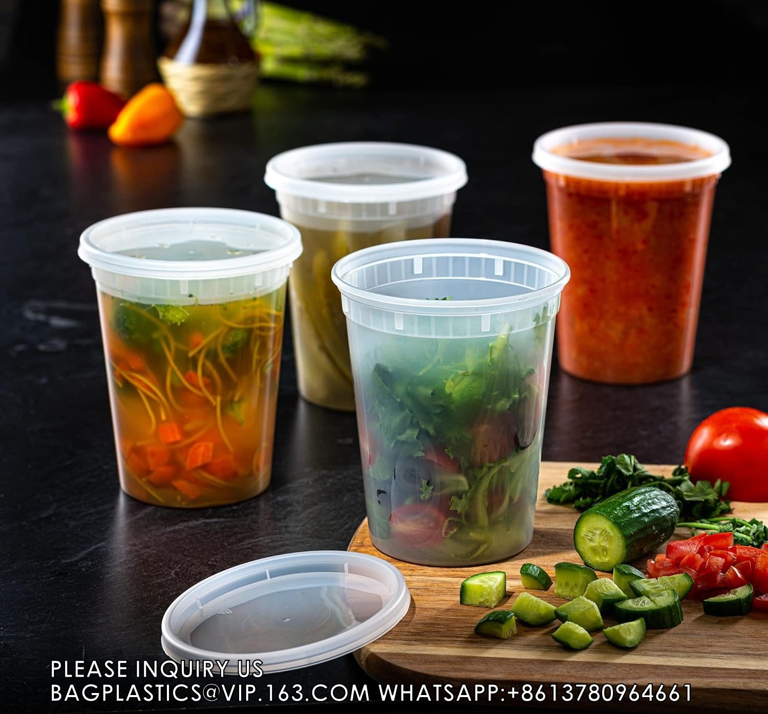 8,16,32oz Plastic Deli Containers With Lids,Freezer Food Storage Containers Airtight,Disposable Take Out Deli Cups