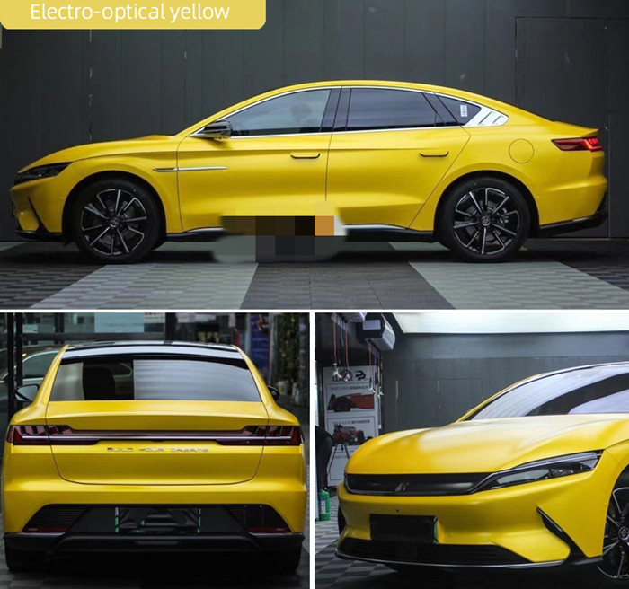 Electroluminescent Yellow Matte Car Wrap Film Air Release Swipeable