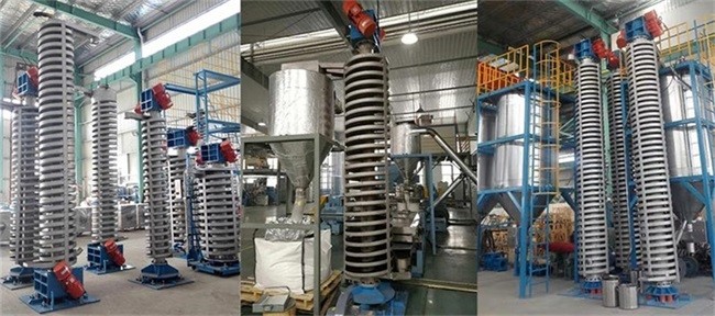 Stainless Steel Vertical Screw Elevator / Vibrating Spiral Conveyor For Granular Material