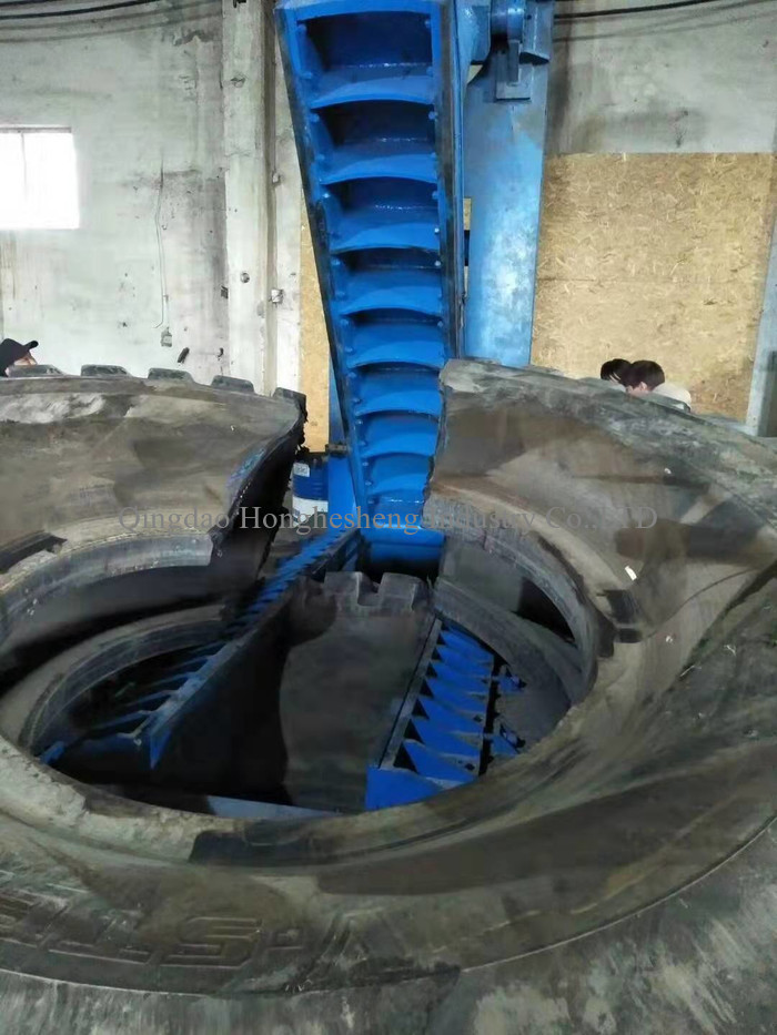 4KW TC1200 Waste Tyre Recycling Plant Used Tire Cutter Rubber Cutting Machine