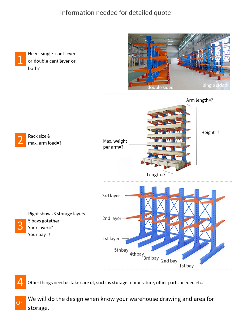 Flexiable Access for Industrial Aluminium and Steel Profile Cantilever Racking System