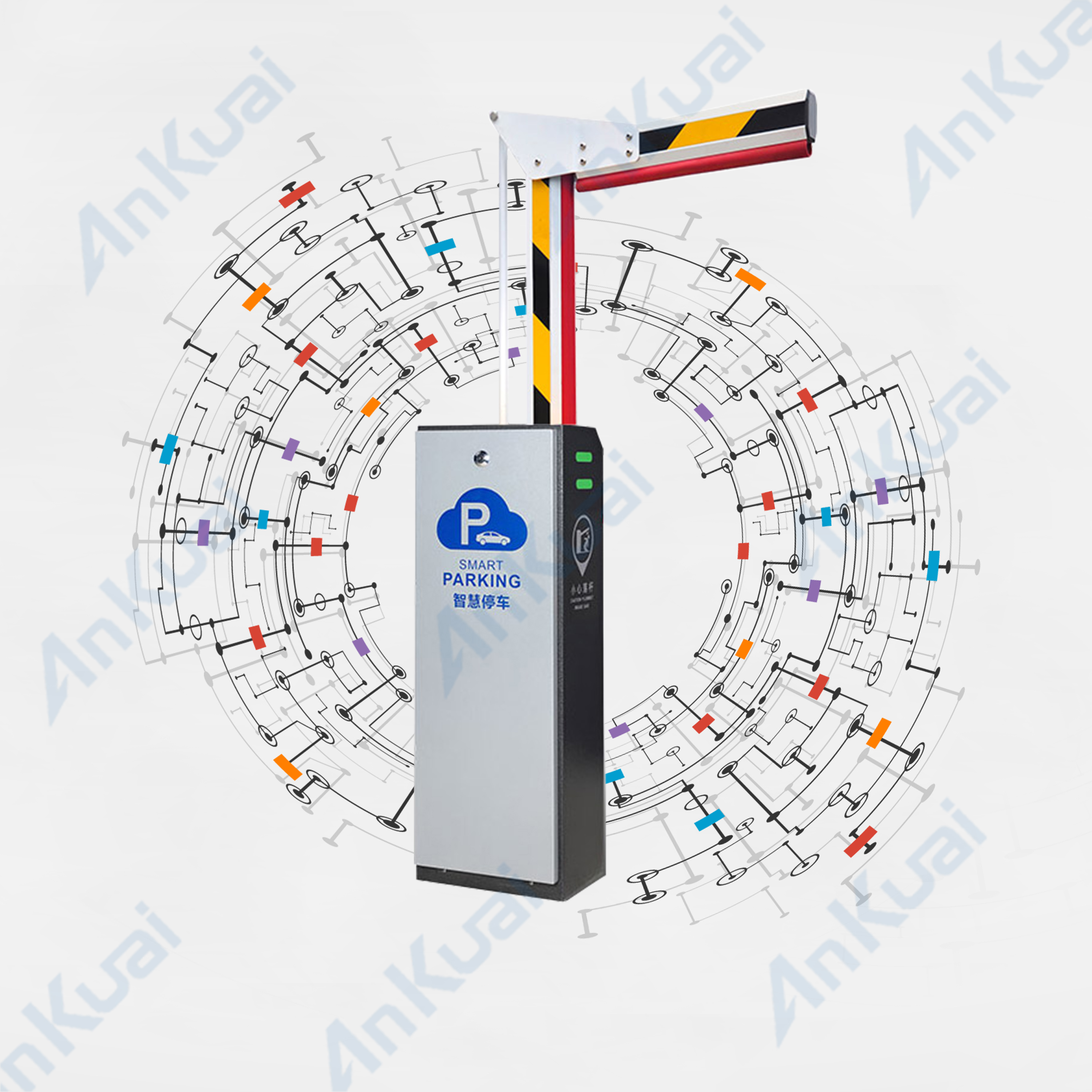 Security Parking Boom Barrier Gate Anti Crash 6m Length Adjustable Direction