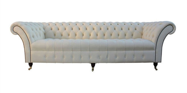 1/2/3/4 Seater White Leather Chesterfield Sectional Sofa Bar Salon