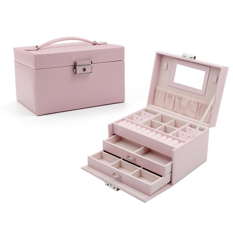 China Factory Wholesale Three-Layer Jewelry Box Large-Capacity Wooden Jewelry Storage Box Earrings Necklace Ring Jewelry Storage Box
