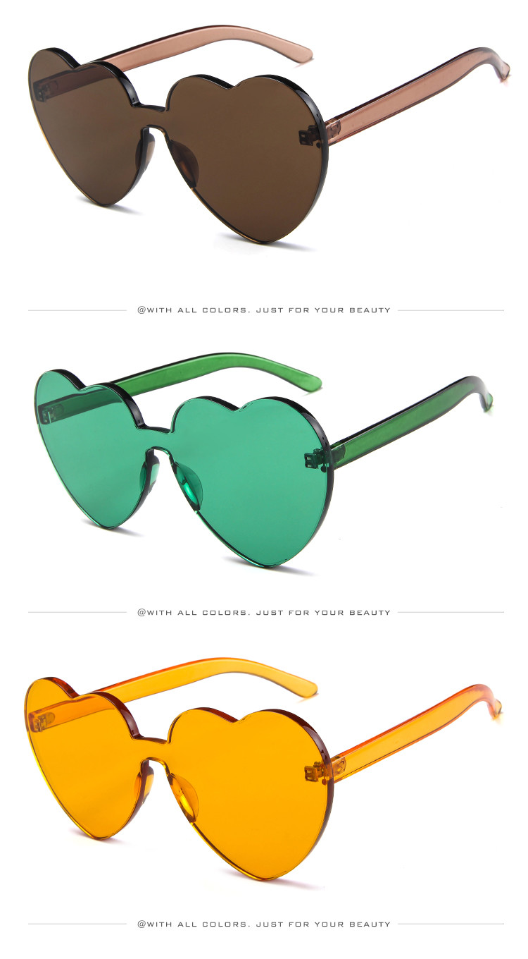 BSCI Love Heart Shaped Sunglasses Clear Jelly Color For Women Lady
