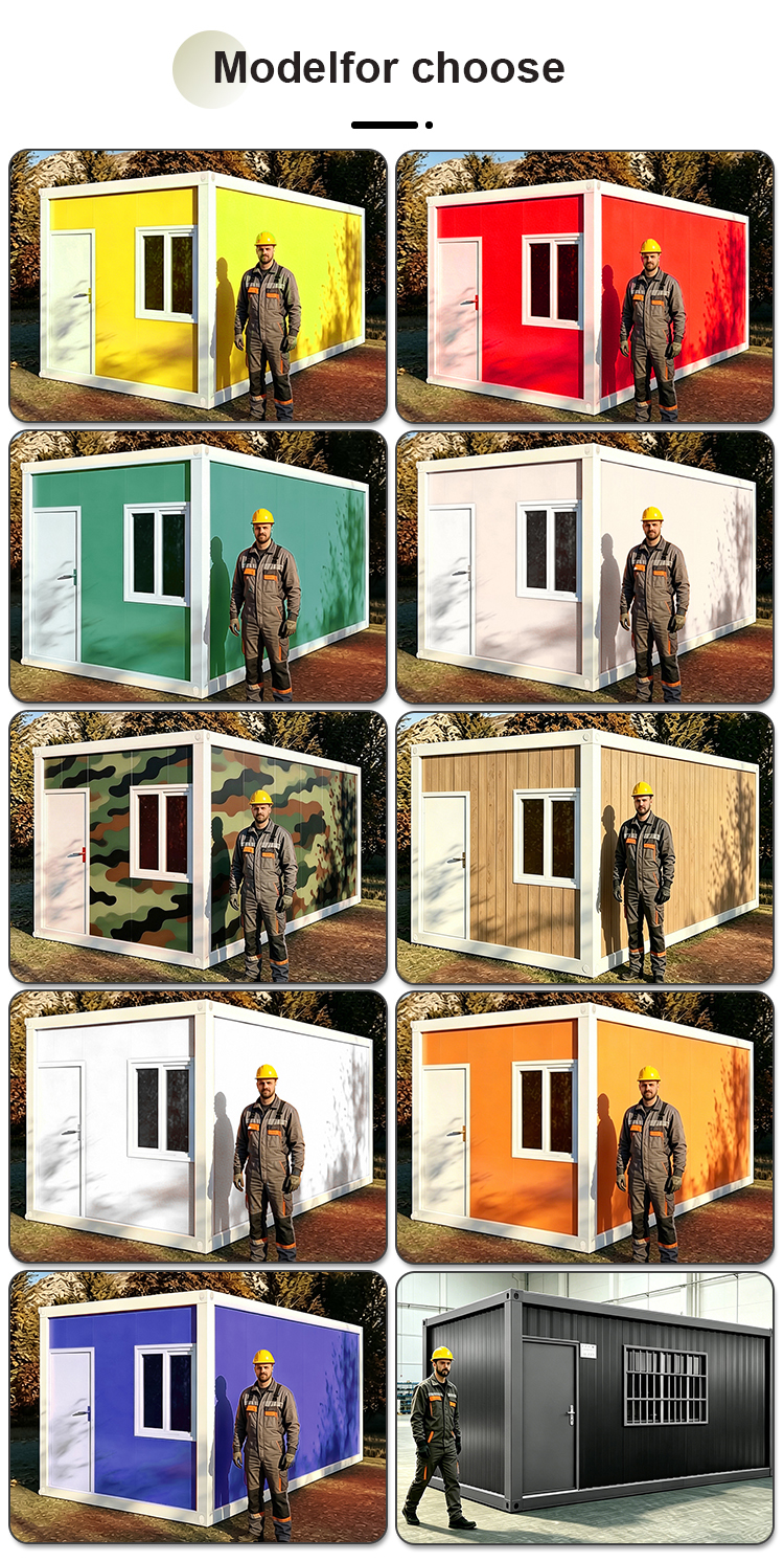 20&40ft Flat Pack Container House Custom Size Sandwich Panel Material Color Layout Modular Portable Office Building Camp Resort