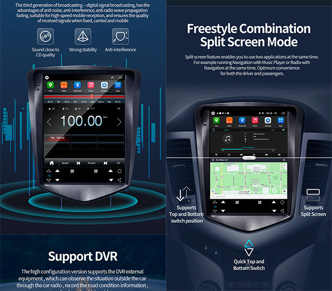 9.7inch Chevrolet Cruze Radio Featuring Android 11 Touch Screen