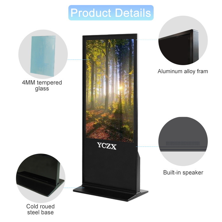 Full HD Floor Standing Digital Signage , Indoor LCD Digital Signage Display