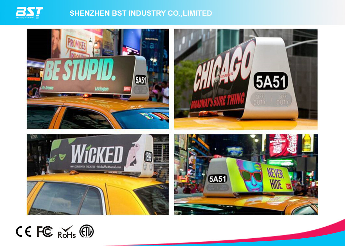 High Density P5 Taxi Led Display 1R1G1B , Taxi Roof Advertising Signs