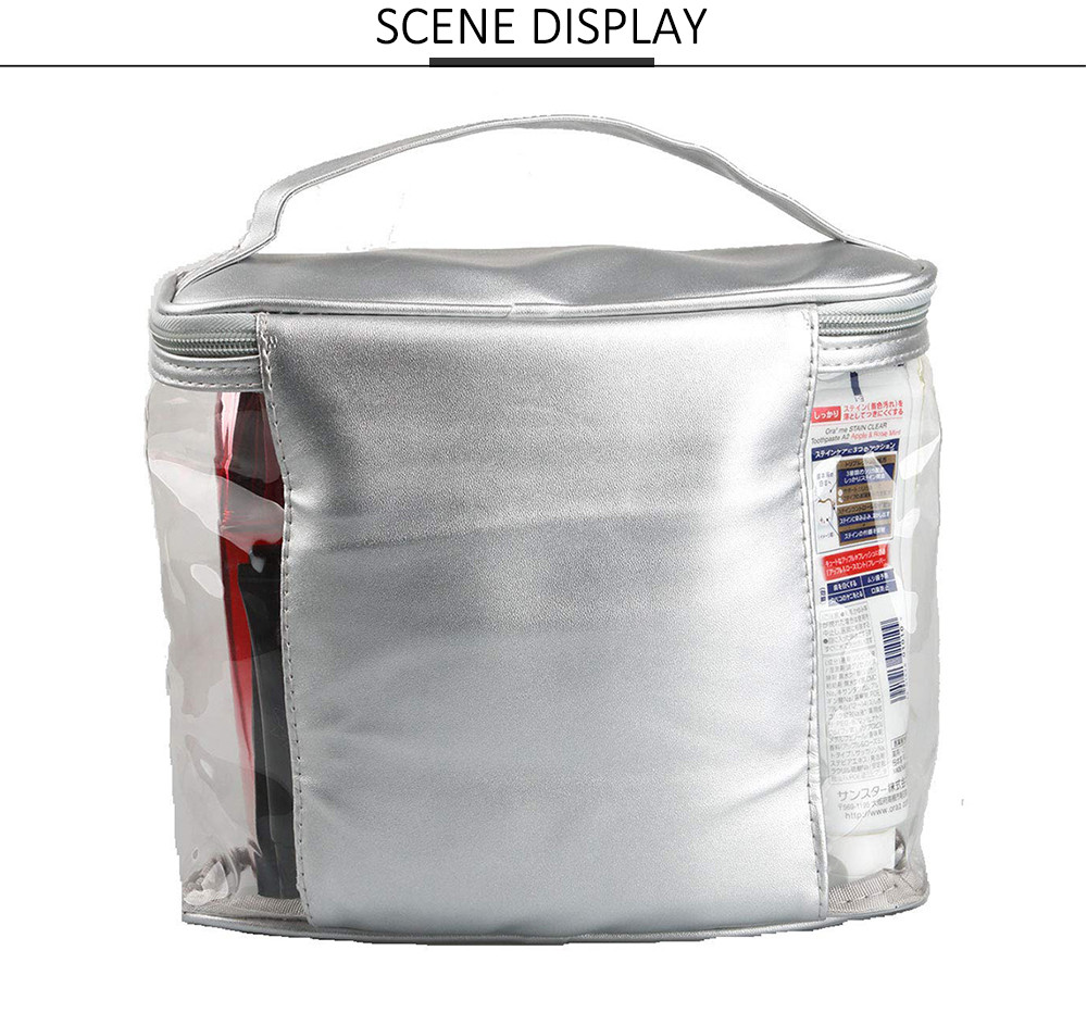 Women PVC Leather Travel Storage Pouch With Handle