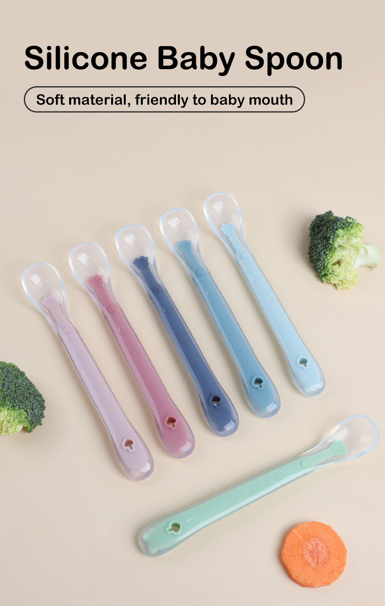 Non-Toxic Bear Silicone Spoon Fork For Kitchen Utensils Eco-Friendly Durable