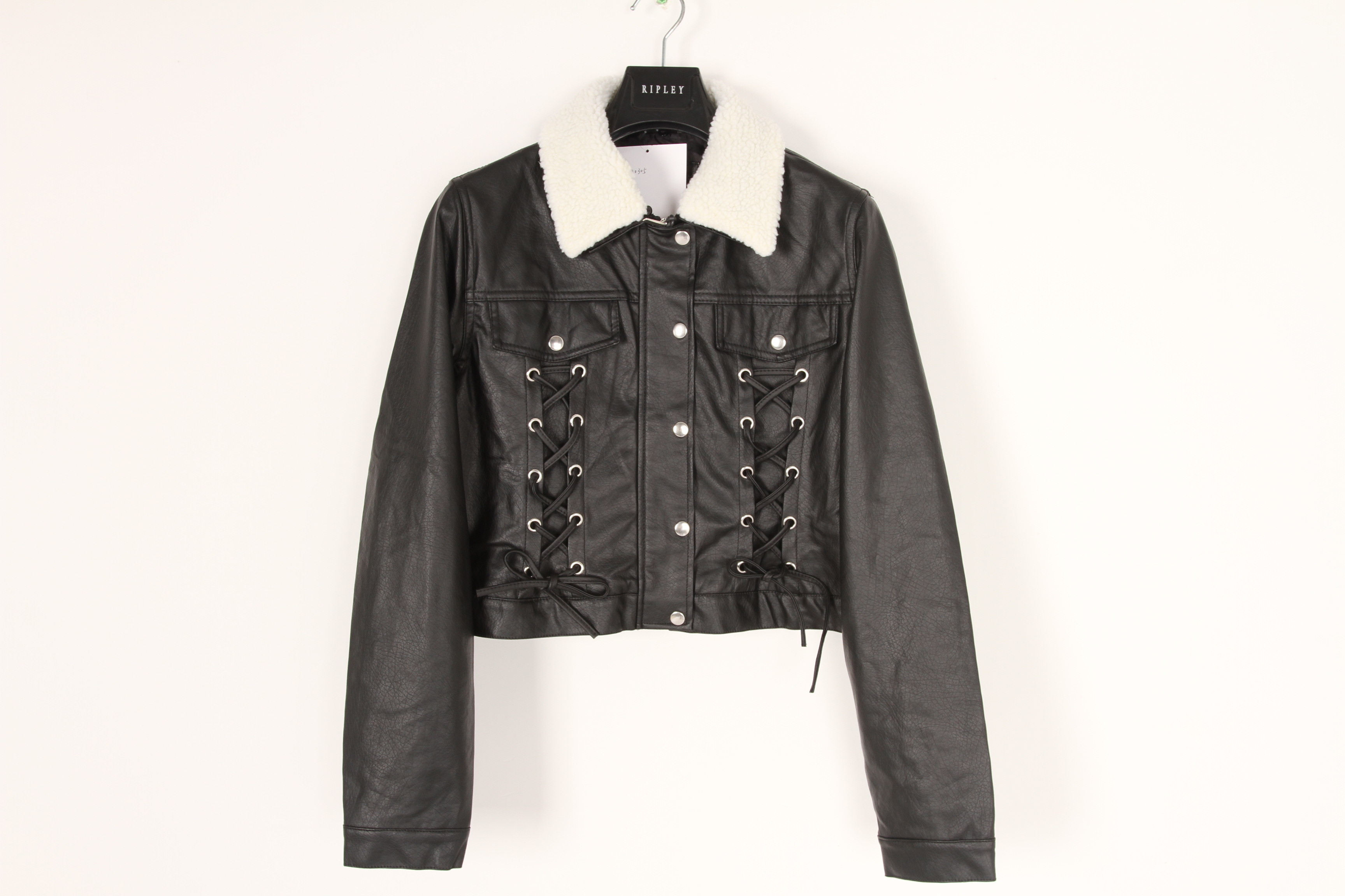 Ladies High quality leather jacket, Women's Leather jacket, Sherpa collar detachable