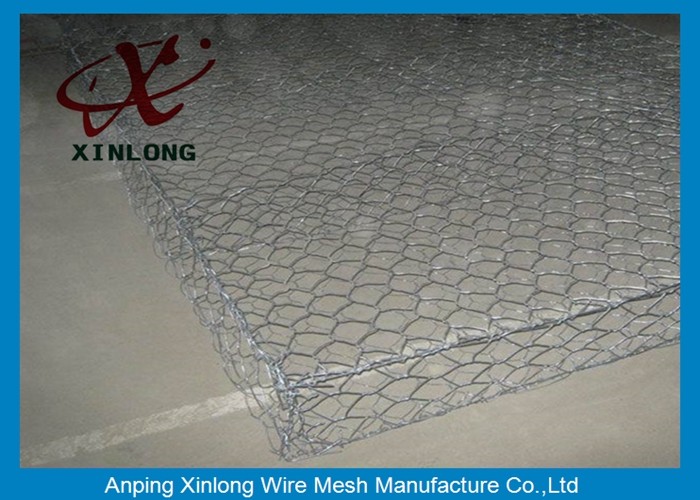Aluminum-zinc Alloy Cage Gabion Wire Mesh / Hexagonal Gabion Box