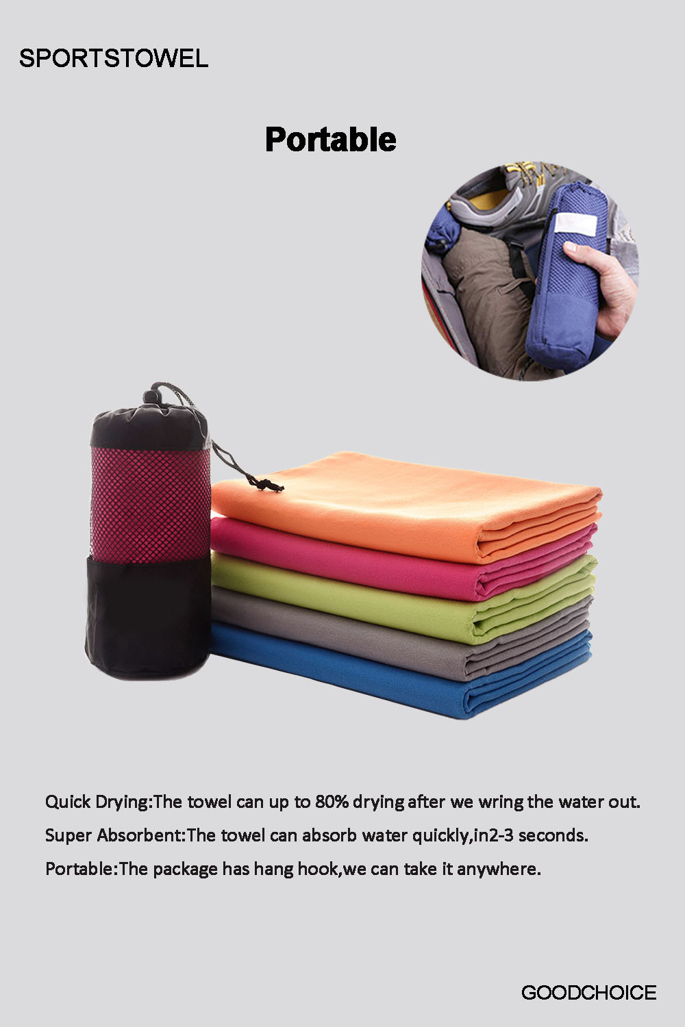 Lightweight Soft Microfiber Gym Towel Quick Dry And UV-Protection