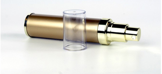 Golden color pump spray sealing type plastic bottle 15ml airless bottle