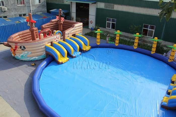 Pirate Ship Commercial Inflatable Water Park 0.9mm PVC Tarpaulin Made