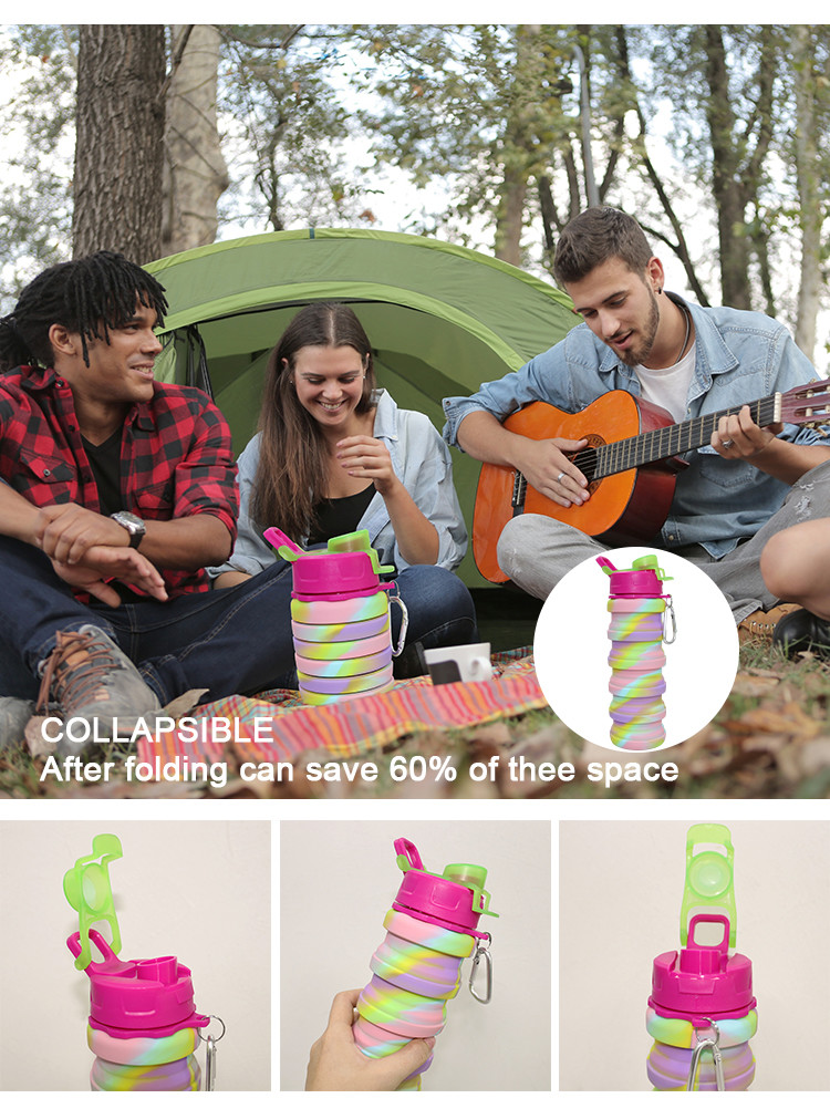 OEM ODM Silicone Water Bottle Soft Foldable 500Ml For Running