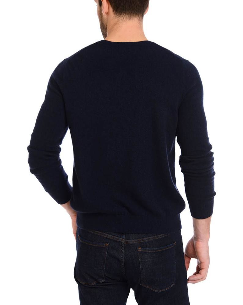 Plain Type Men'S Knit Cashmere Sweater / Knit Pullover Sweater OEM 12GG Gauge