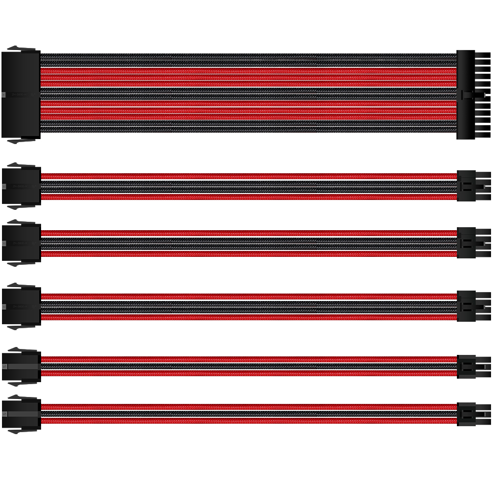 Green Sleeved Cables PSU Extension Cable Kit with 30CM Sleeved 24-PIN 8-PIN 6-PIN 4+4-PIN for ATX Power Supply